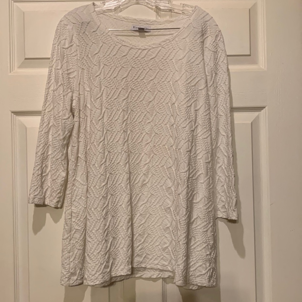 Kim Rogers. White 3/4 sleeve blouse. Large